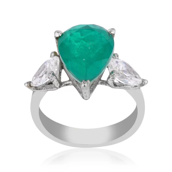 Green center stone with pav? diamond border ring