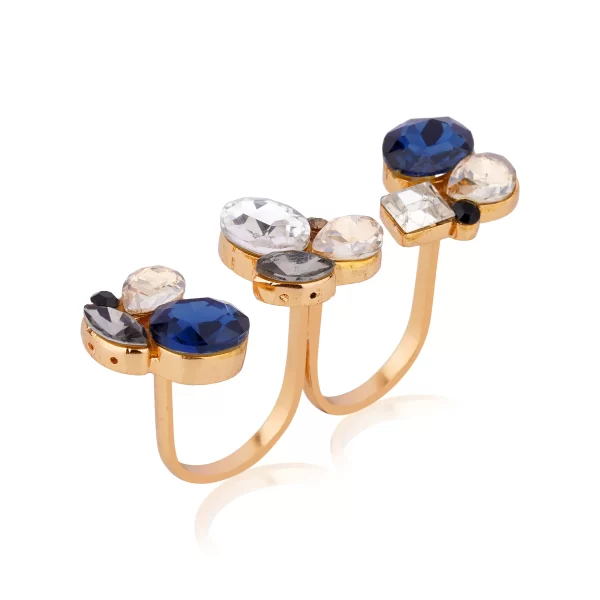 DUAL FINGER RING IN CZ STONES