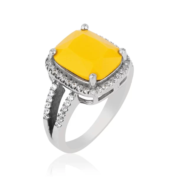 YELLOW classic silver setting RING