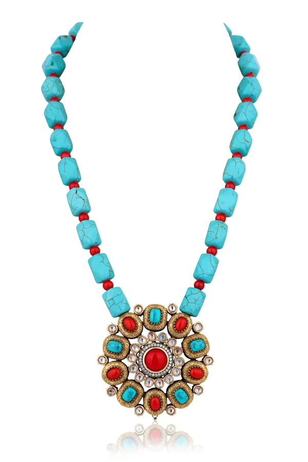 Tibetian tourquise designed necklace set with earrings