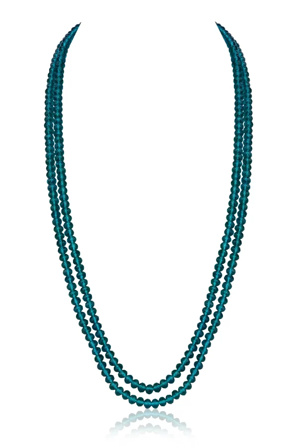 SHINY GREEN STONE MALA NECKLACE