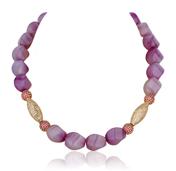 AMETHYST STONE MALA WITH CZ SETTINGS