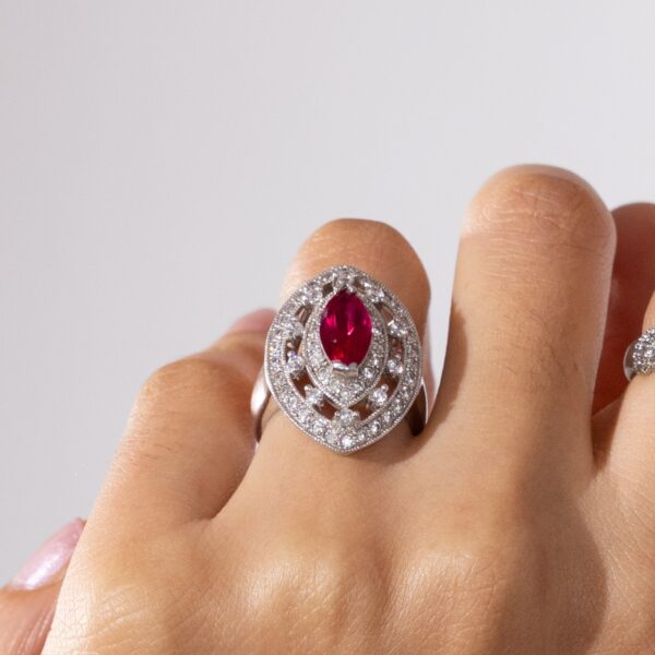 Ruby drop diamond ring