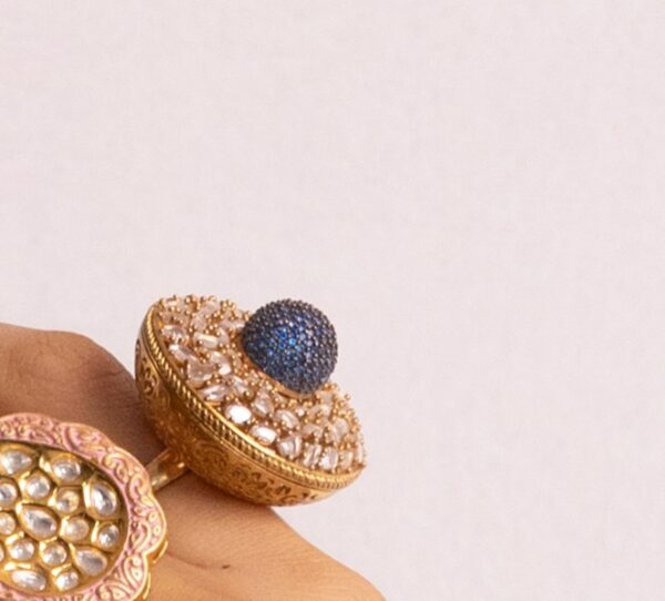 rangoli polki ring with center stone