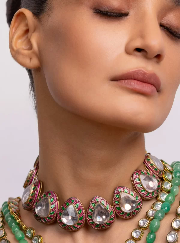 polki drop choker necklace
